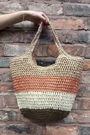 Kenza Raffia Bucket Bag Browns /30=